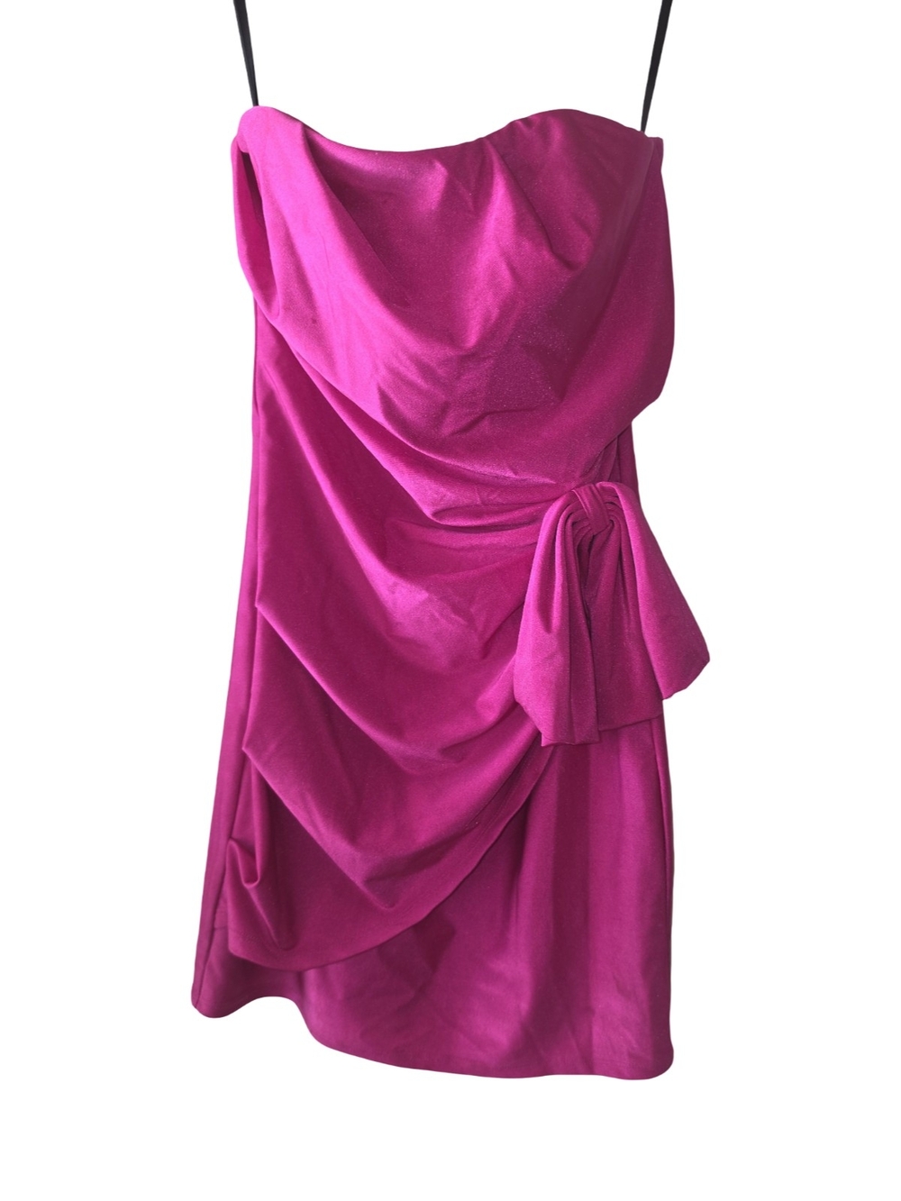 Michael Costello Strapless Magenta Mini Dress with Side Tie - Picture 4 of 6